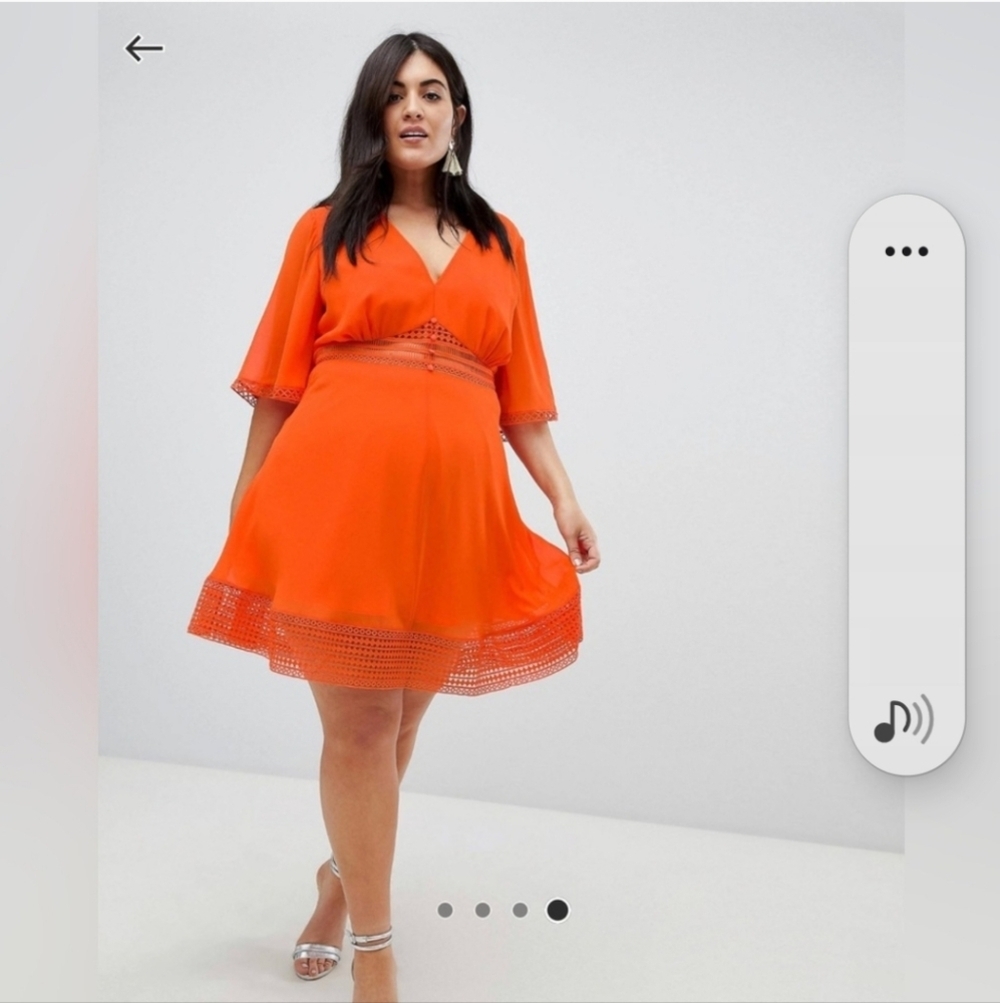 Like New ASOS CURVE orange Cut Out Dress Size 20